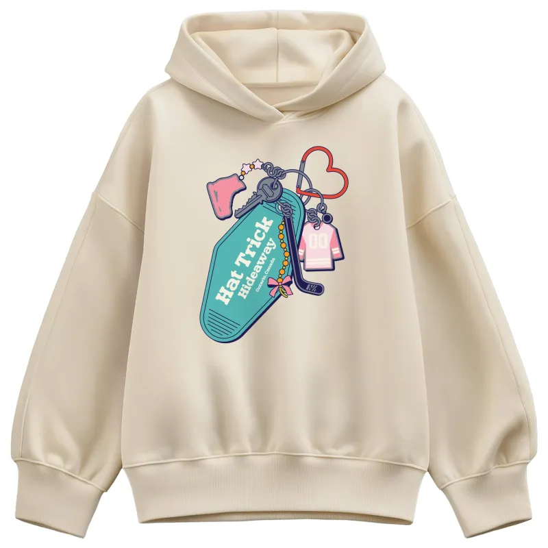 Instant Message - Hockey Keychain - Women's Oversized Fleece Hoodie Sweatshirt sold by Zulily