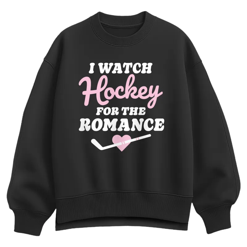 Instant Message - Watch Hockey for the Romance - Women's Oversized Fleece Crew Sweatshirt sold by Zulily