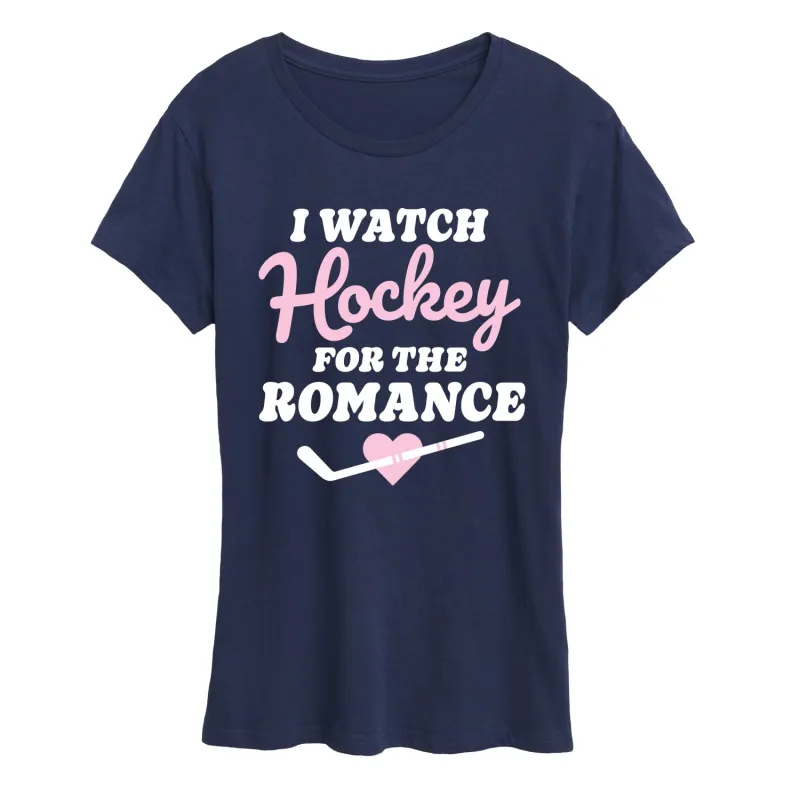 Instant Message - Watch Hockey for the Romance - Women's Short Sleeve Graphic T-Shirt sold by Zulily