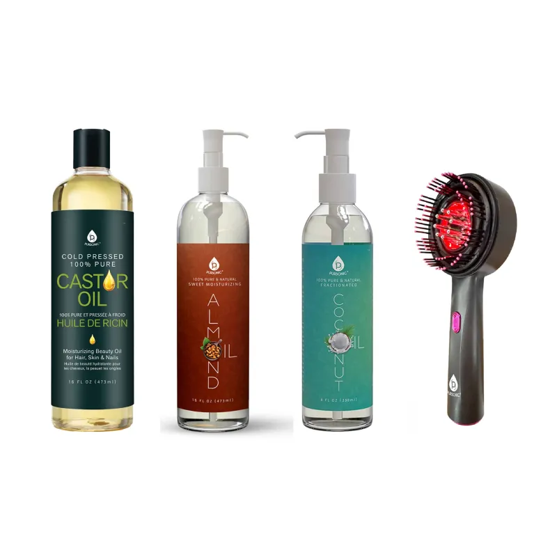 PURSONIC The Ultimate Hair & Skin Restoration Bundle: LED Therapy Brush, Castor Oil, Sweet Almond Oil, & Fractionated Coconut Oil sold by Zulily