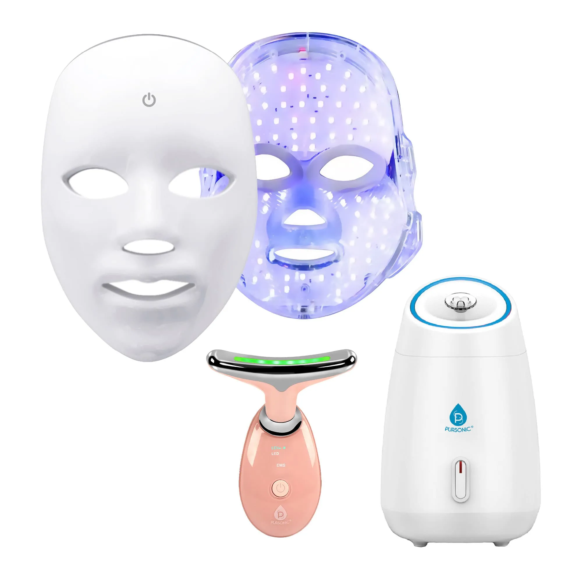 Pursonic Ultimate 3-in-1 LED Light Therapy & Facial Spa Bundle – 7-in-1 LED Face Mask + 7-in-1 LED Face & Neck Sculpting Wand + Facial Steamer sold by Zulily