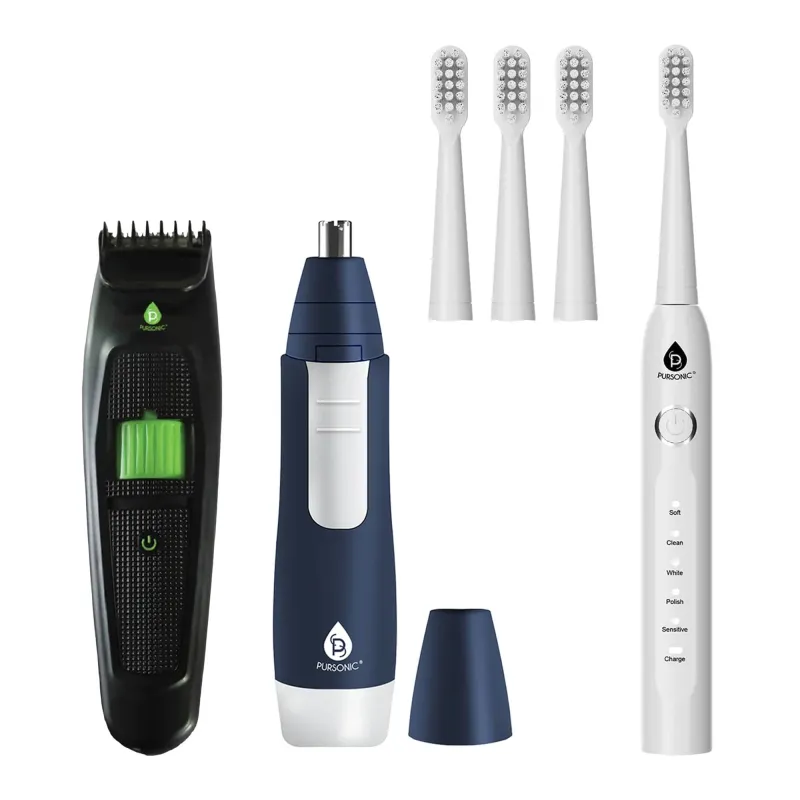 Pursonic GroomSmart Trio — USB Rechargeable Toothbrush, Beard & Body Trimmer, and Nose & Ear Trimmer for Complete Grooming sold by Zulily