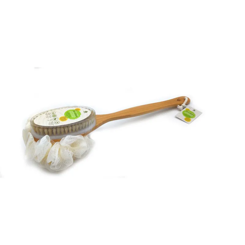 PURSONIC Dual Action Dry Brush & Mesh Sponge Combo with Lotus Wooden Handle sold by Zulily