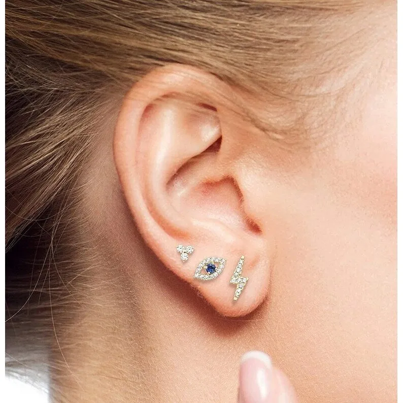 Curata 14k Yellow Gold 10x5mm Clear or Blue Cubic Zirconia Evil Eye Screw Back Earrings - 10mmx5mm sold by Zulily product image thumbnail 4