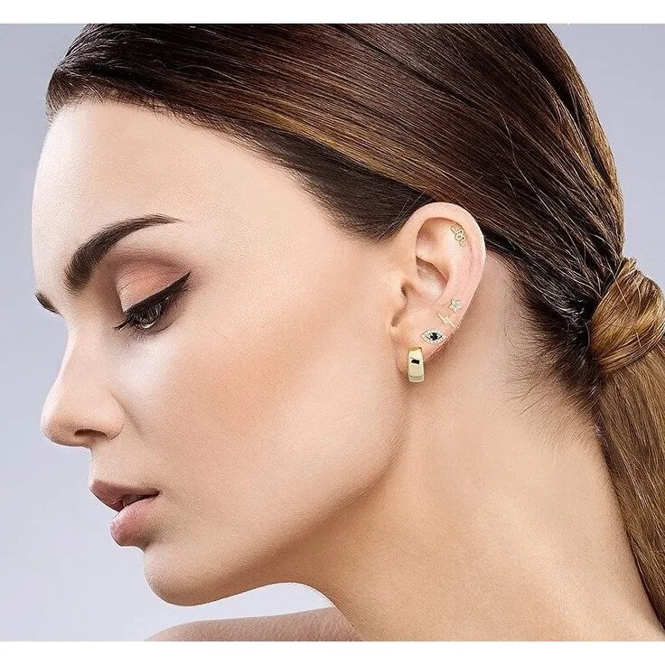 Curata 14k Yellow Gold 10x5mm Clear or Blue Cubic Zirconia Evil Eye Screw Back Earrings - 10mmx5mm sold by Zulily product image thumbnail 5