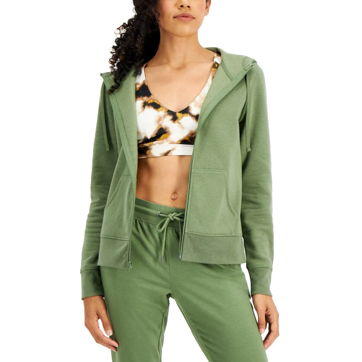 ID Ideology Women's Zip Front Fleece Hoodie Green Size X-Large sold by Zulily product image thumbnail 2