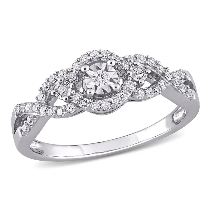 Miadora Sterling Silver 1/4ct TDW Diamond Infinity Halo Engagement Ring sold by Zulily