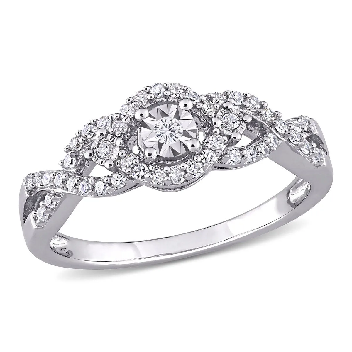 Miadora Sterling Silver 1/4ct TDW Diamond Infinity Halo Engagement Ring sold by Zulily