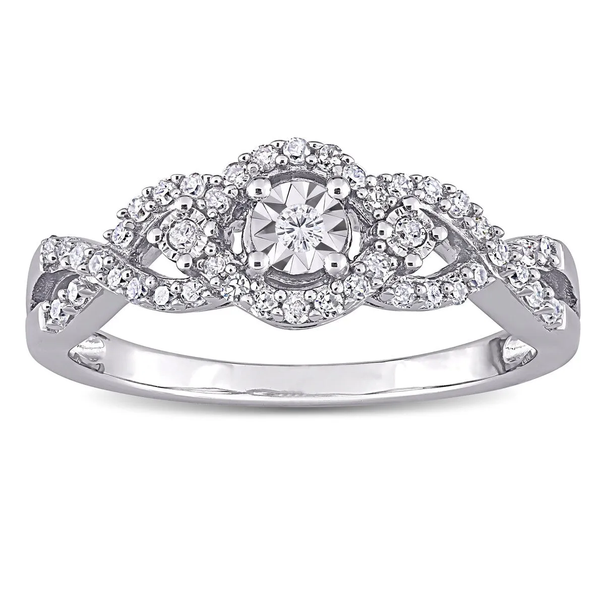Miadora Sterling Silver 1/4ct TDW Diamond Infinity Halo Engagement Ring sold by Zulily product image thumbnail 2