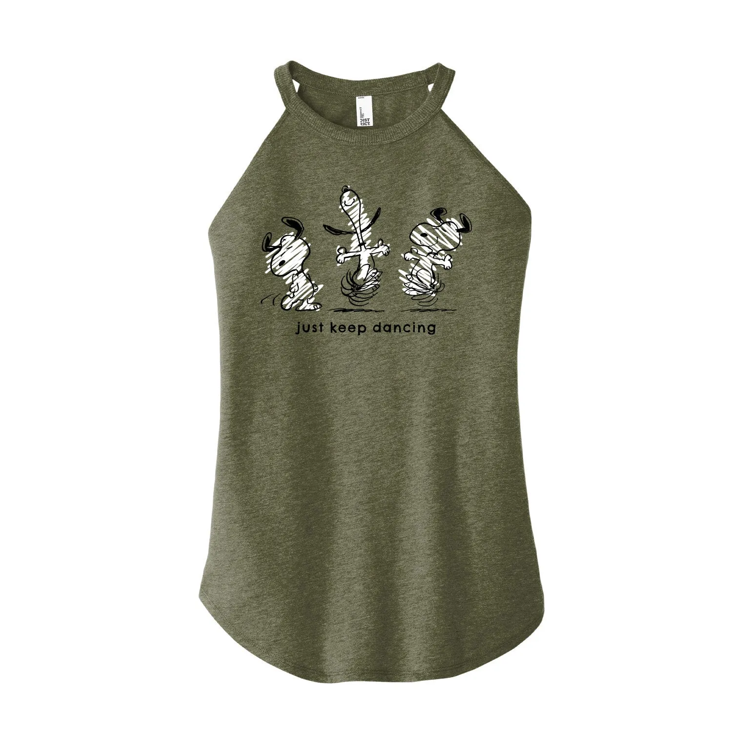 Peanuts - Snoopy Just Keep Dancing - Juniors High Neck Tank Top sold by Zulily