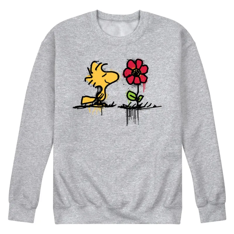 Peanuts - Woodstock Rose - Men's Crew Neck Fleece Pullover made by Peanuts