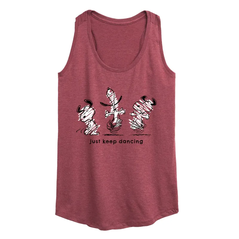 Peanuts - Snoopy Just Keep Dancing - Women's Racerback Tank Top sold by Zulily