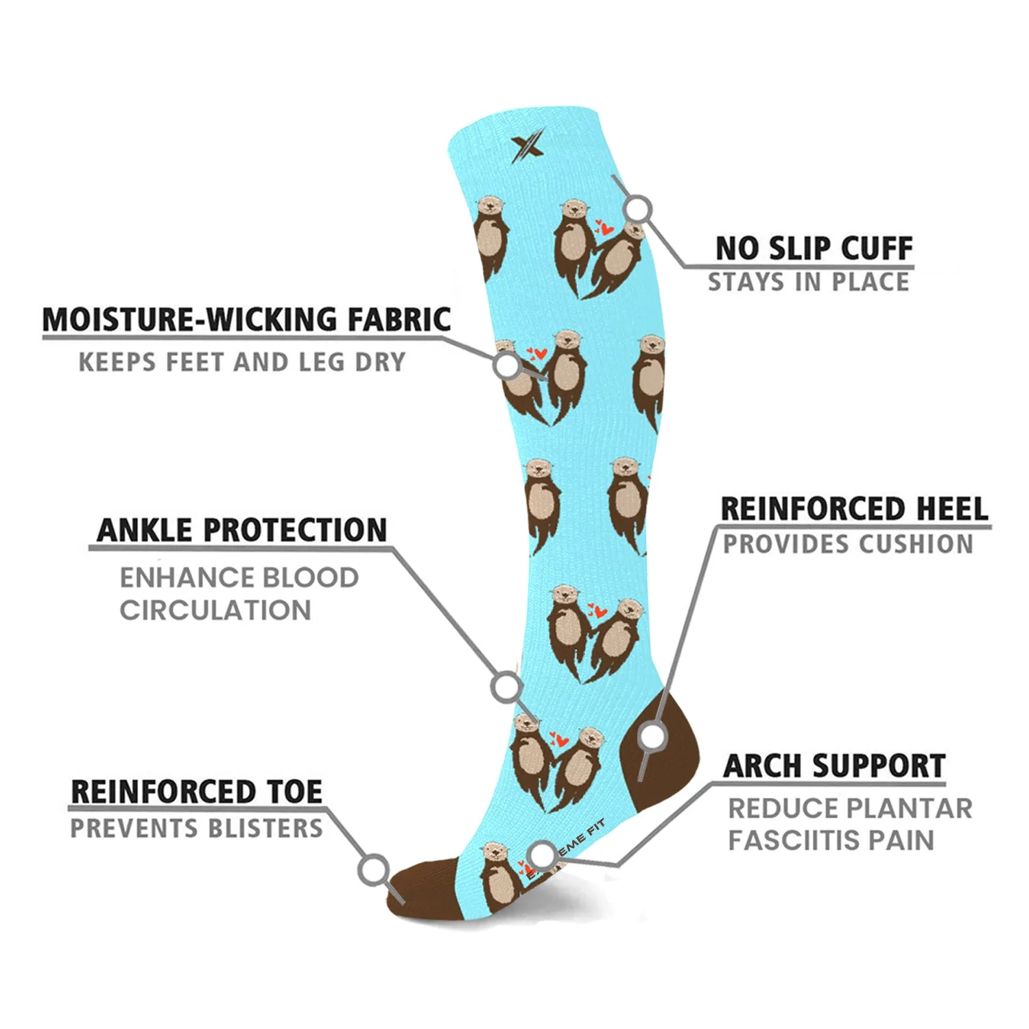 Extreme Fit 3-Pairs Fun and Love Comfortable All day Wear Compression Socks sold by Zulily product image thumbnail 3