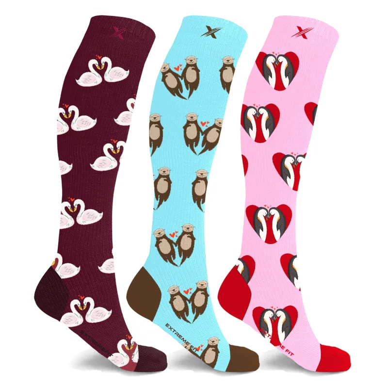 Extreme Fit 3-Pairs Fun and Love Comfortable All day Wear Compression Socks made by Zulily