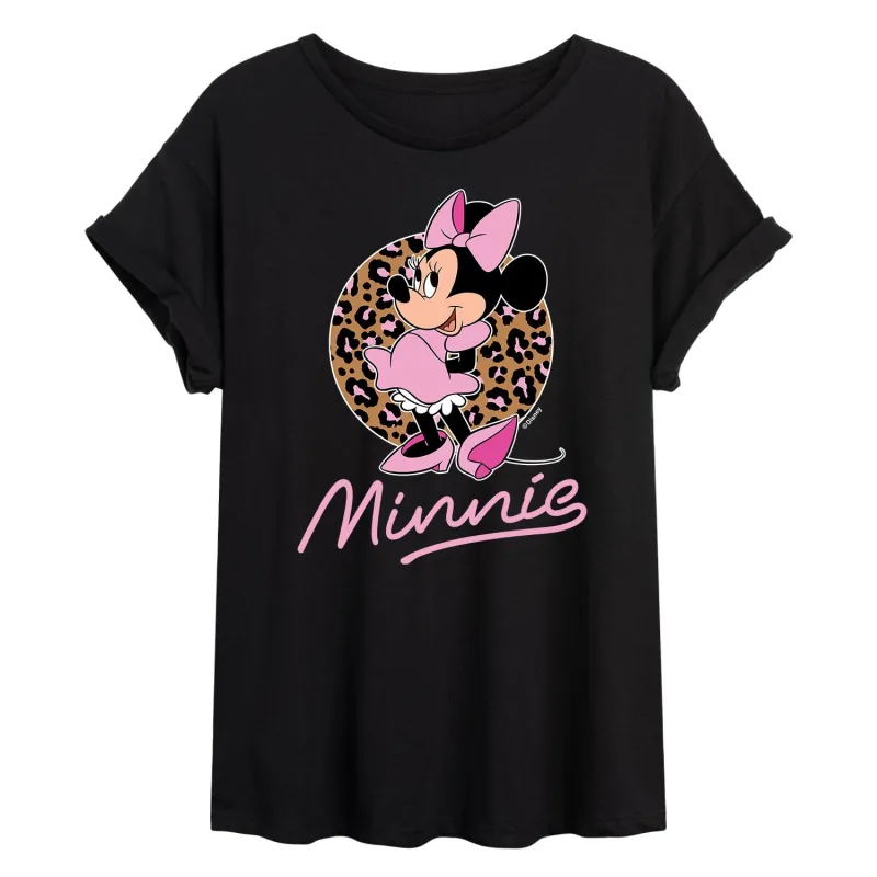Mickey & Friends - Minnie Leopard Print - Women's Oversized T-Shirt sold by Zulily