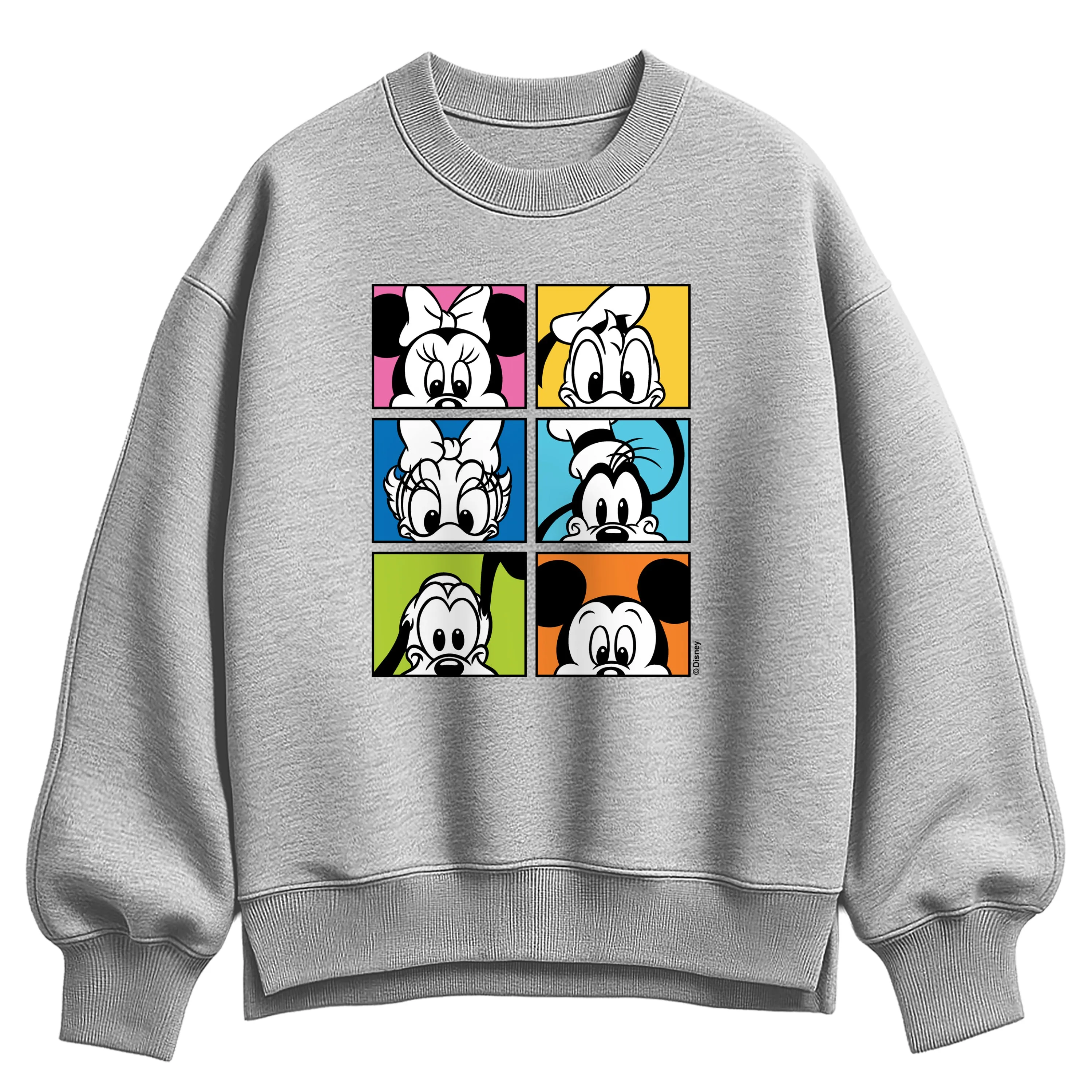 Disney - Colorful Character Squares - Women's Oversized Fleece Crew Sweatshirt sold by Zulily