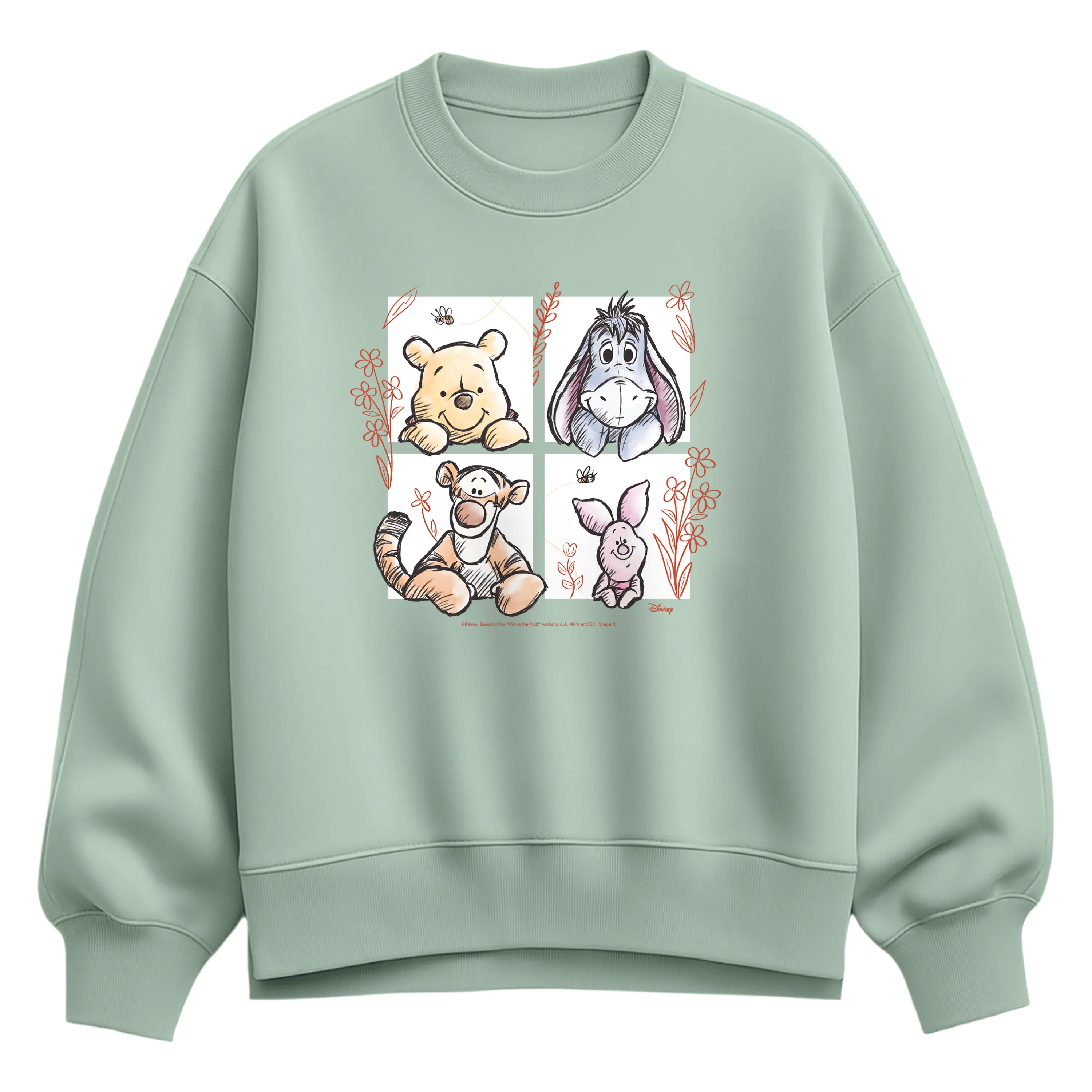Winnie the Pooh - Character Grid Drawing - Women's Oversized Fleece Crew Sweatshirt sold by Zulily product image thumbnail 3