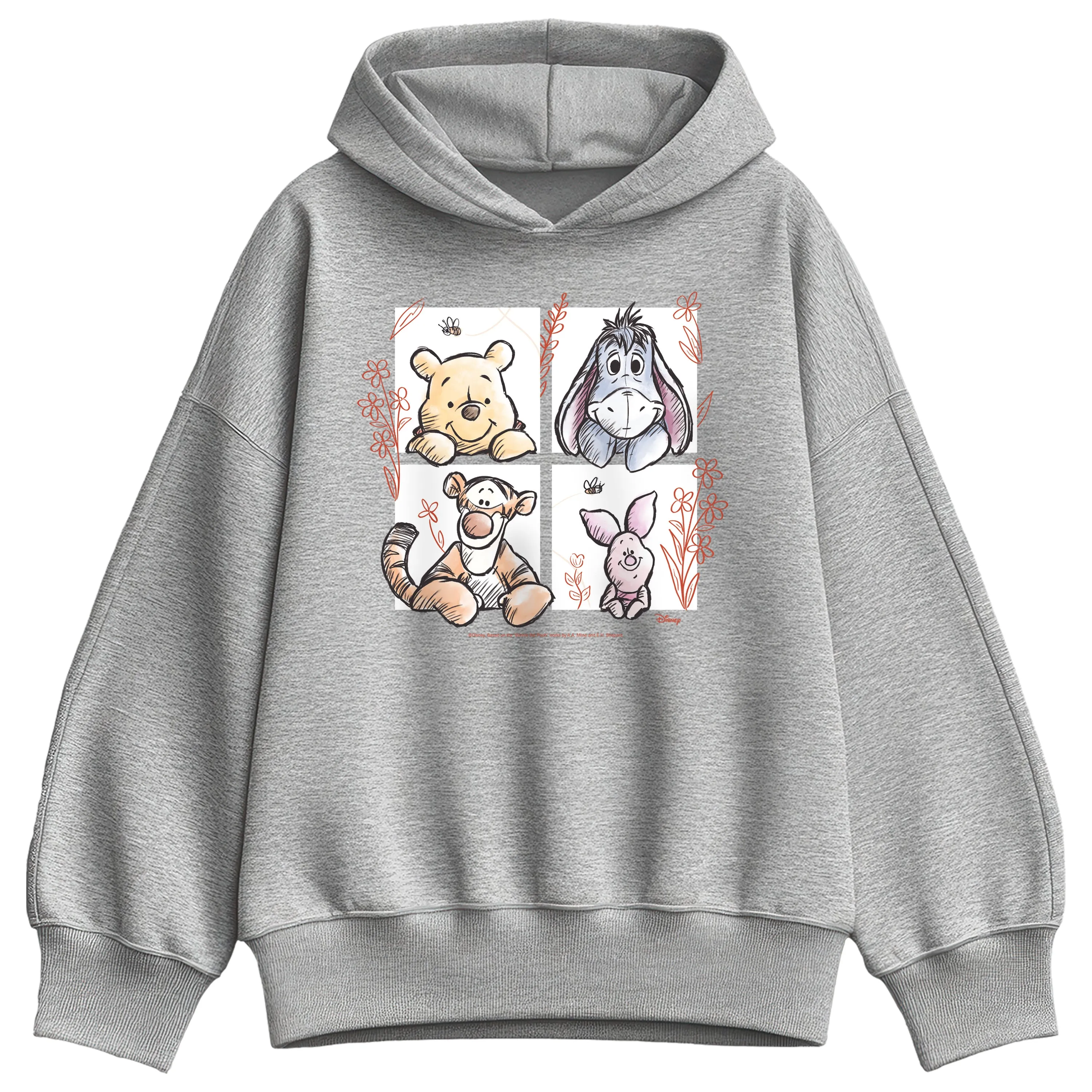 Winnie the Pooh - Character Grid Drawing - Women's Oversized Fleece Hoodie Sweatshirt sold by Zulily