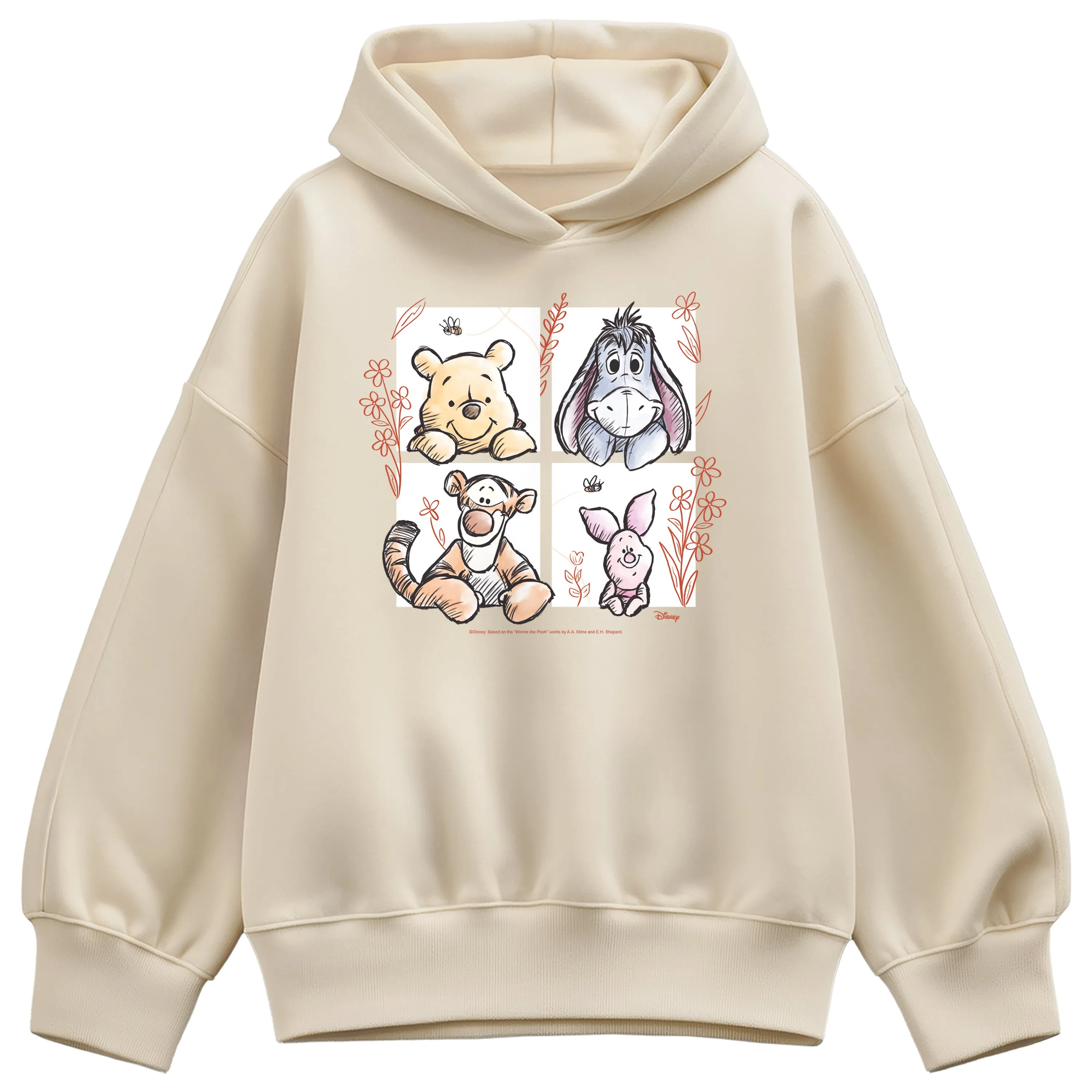 Winnie the Pooh - Character Grid Drawing - Women's Oversized Fleece Hoodie Sweatshirt sold by Zulily product image thumbnail 2