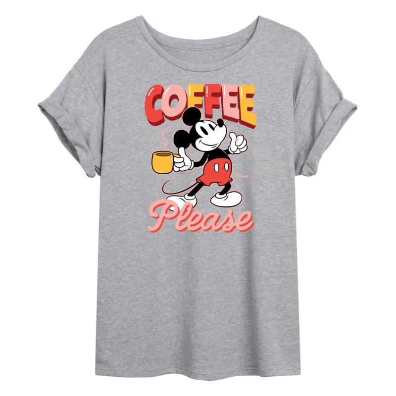 Disney - Coffee Please - Juniors Oversized Graphic T-Shirt made by Disney