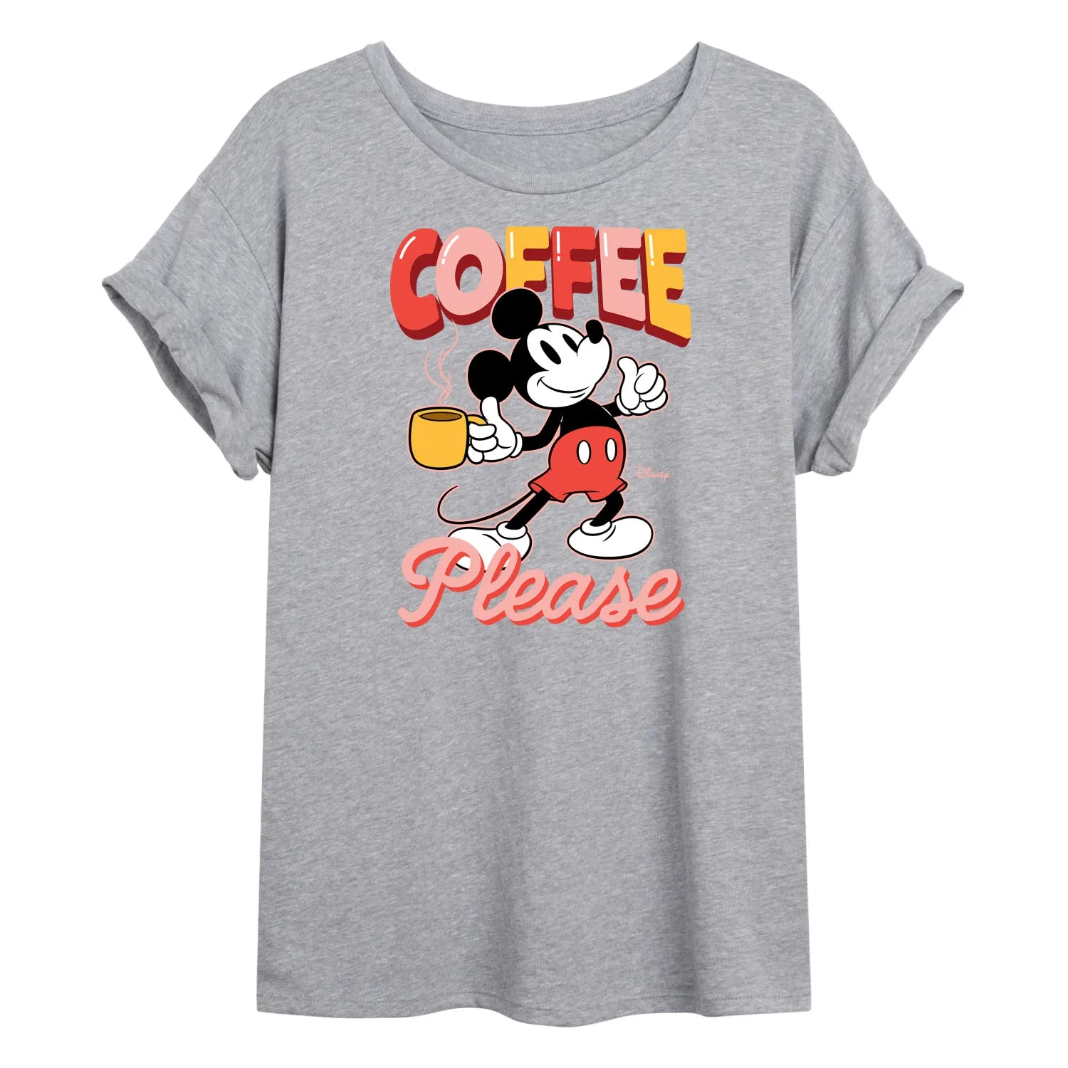 Disney - Coffee Please - Juniors Oversized Graphic T-Shirt sold by Zulily
