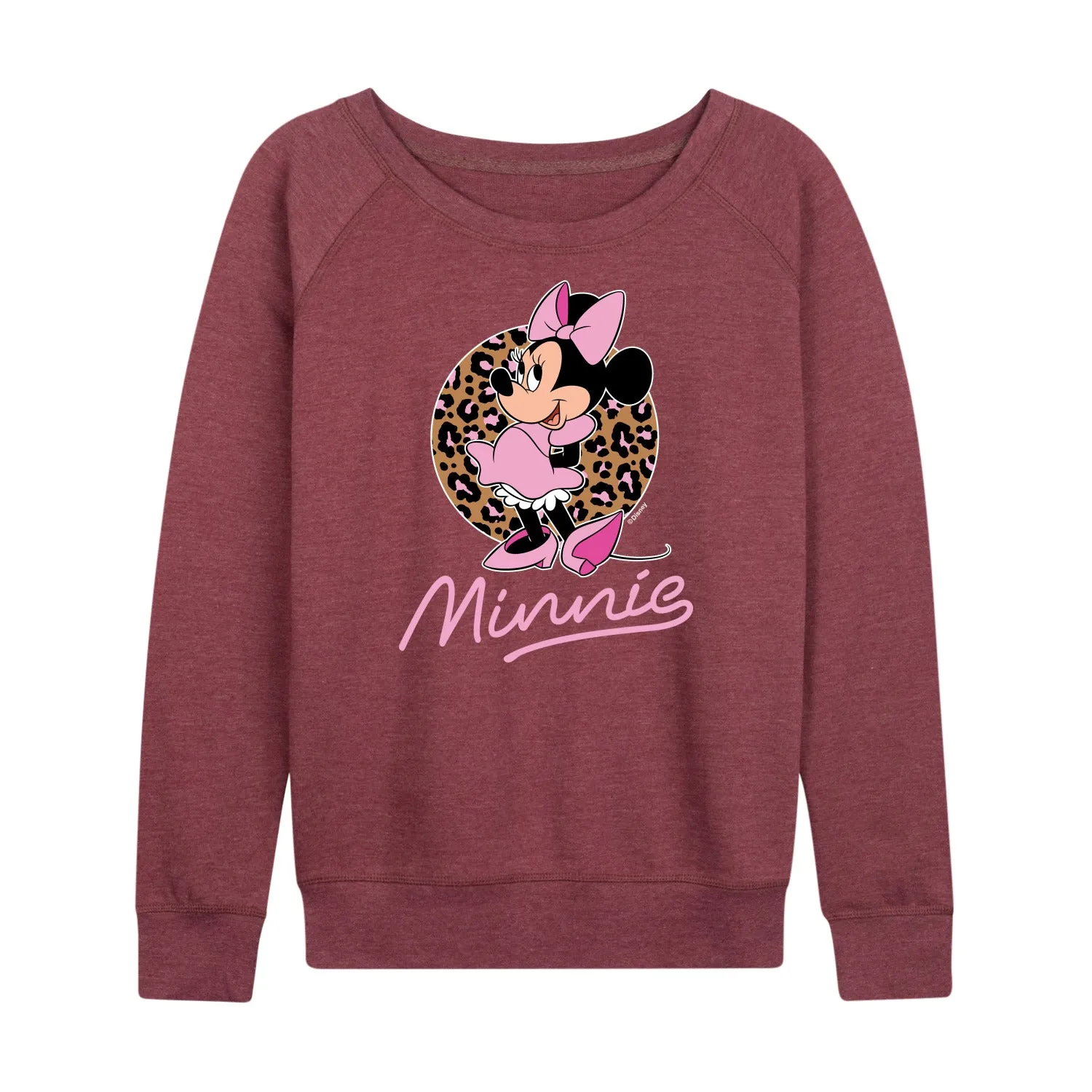 Mickey & Friends - Minnie Leopard Print - Women's Lightweight French Terry Long Sleeve Shirt sold by Zulily product image thumbnail 4