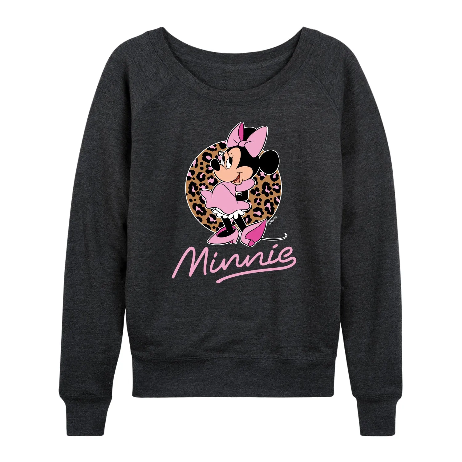 Mickey & Friends - Minnie Leopard Print - Women's Lightweight French Terry Long Sleeve Shirt sold by Zulily product image thumbnail 2