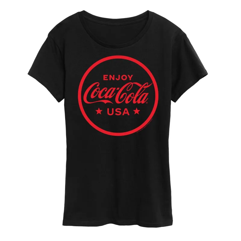 Coca-Cola - Enjoy Coca Cola USA - Women's Short Sleeve Graphic T-Shirt sold by Zulily