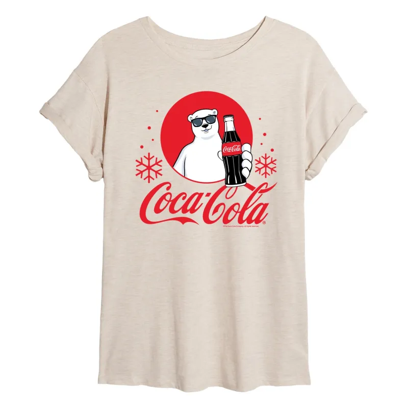Coca-Cola - Polar Bear Circle - Women's Oversized Graphic T-Shirt sold by Zulily