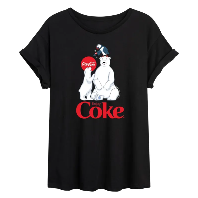 Coca-Cola - Polar Bears And Puffin - Women's Oversized Graphic T-Shirt sold by Zulily
