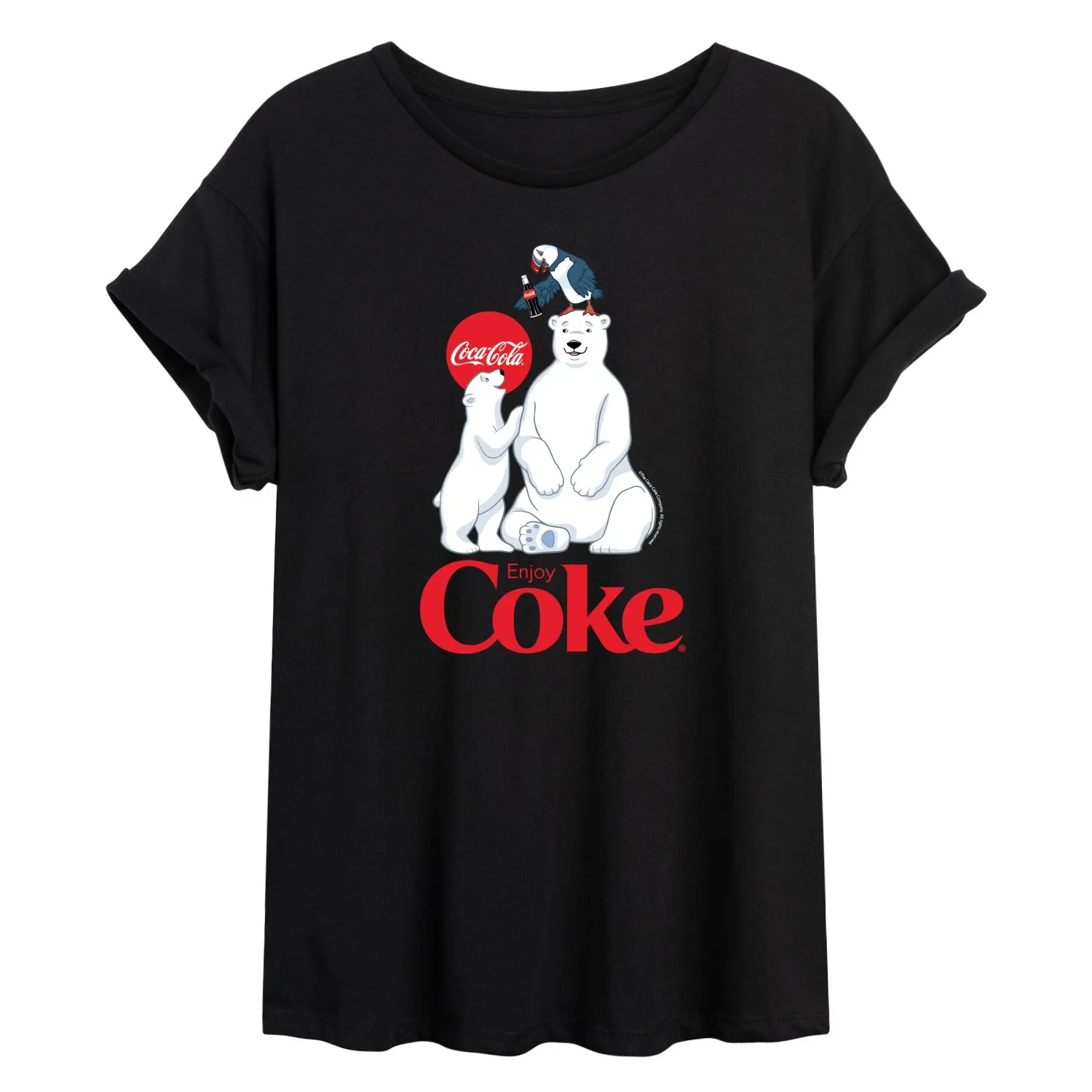 Coca-Cola - Polar Bears And Puffin - Women's Oversized Graphic T-Shirt sold by Zulily