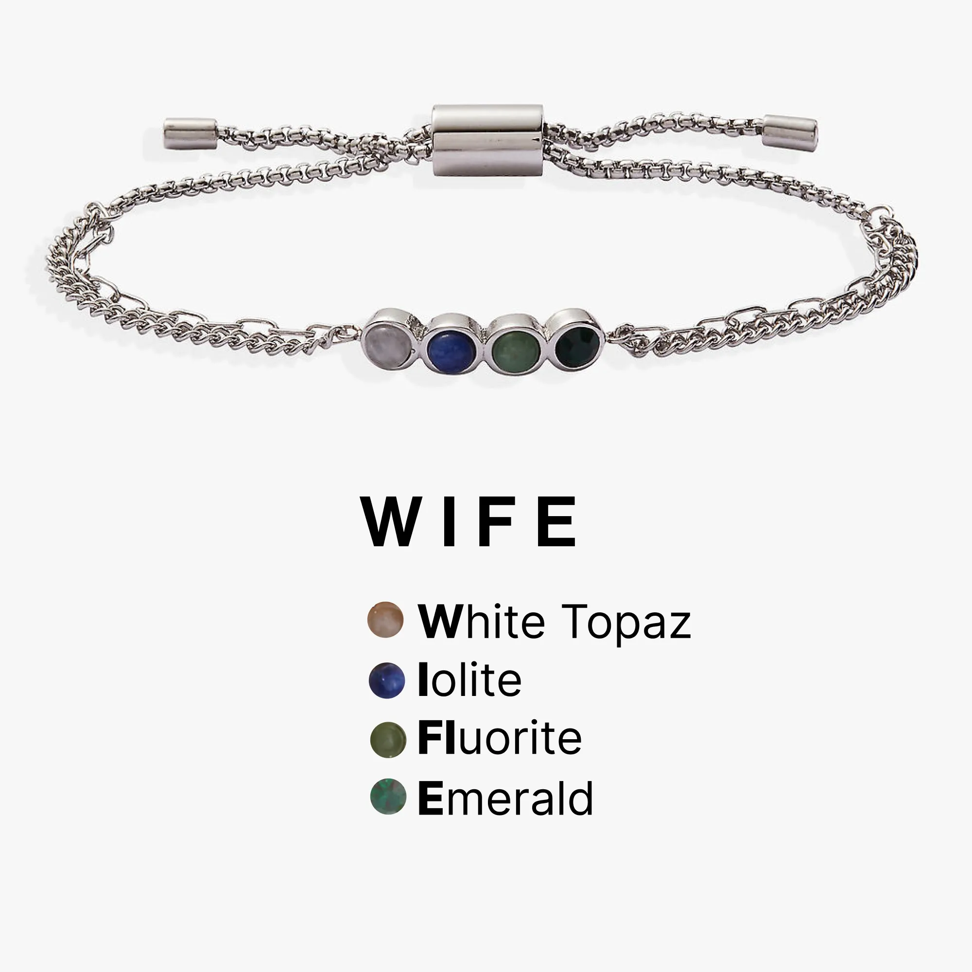 Wife Hidden Message Acrostic Bolo Bracelet sold by Zulily product image thumbnail 2