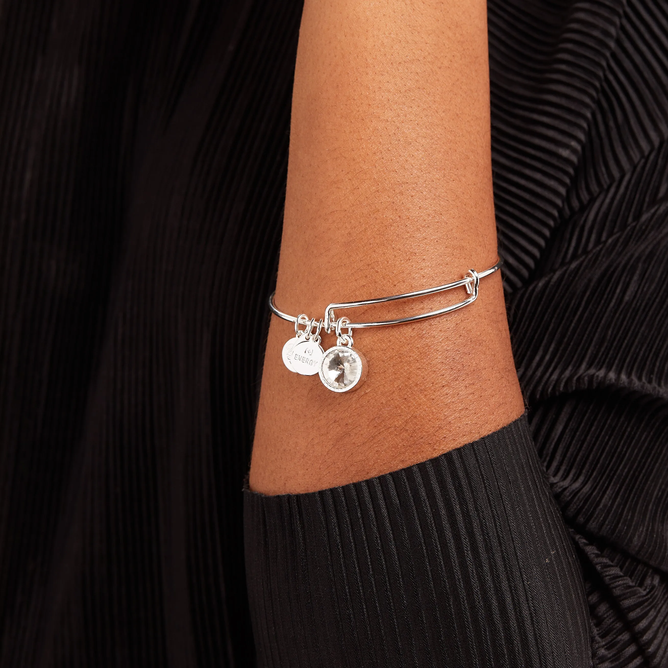 April Clear Crystal Birthstone Charm Bangle sold by Zulily product image thumbnail 3