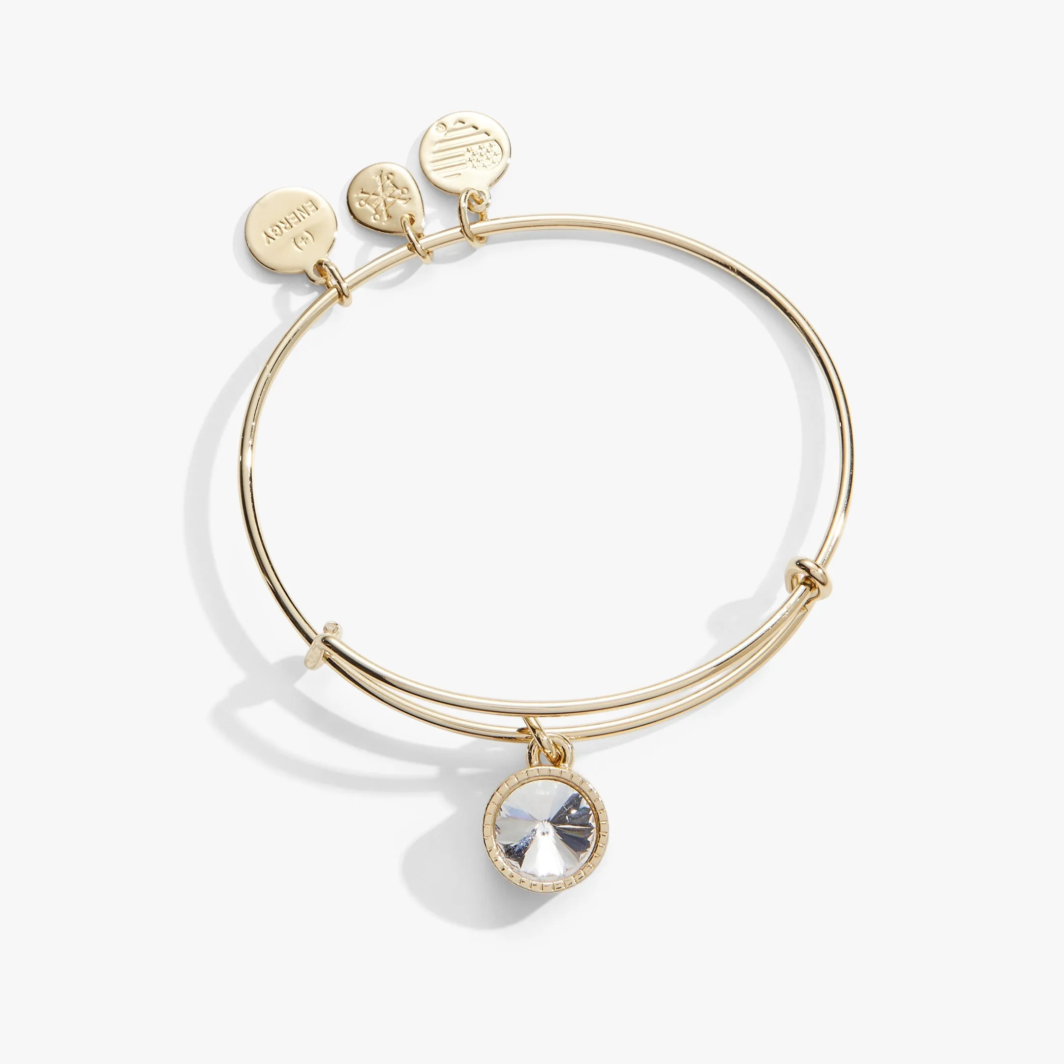 April Clear Crystal Birthstone Charm Bangle sold by Zulily