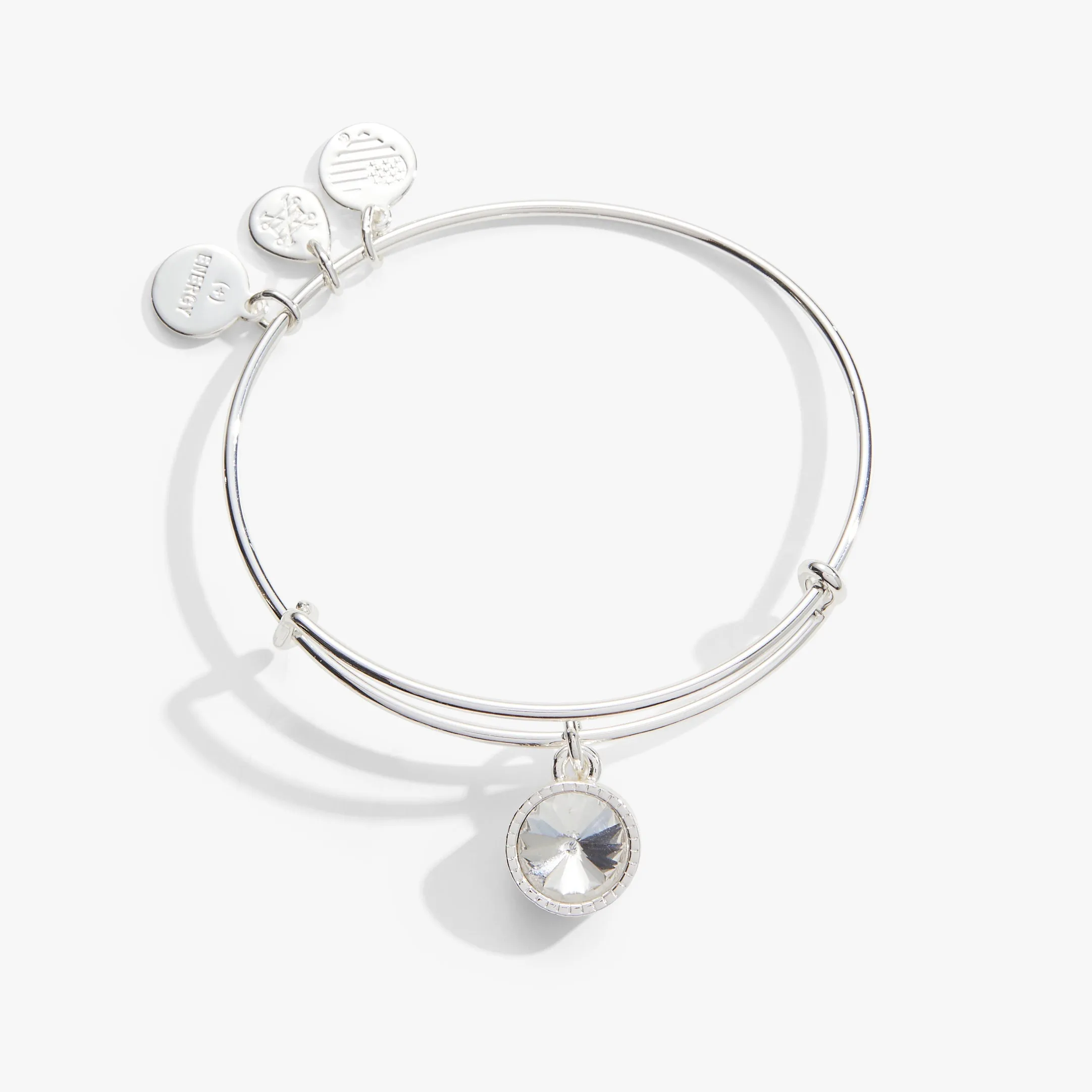 April Clear Crystal Birthstone Charm Bangle sold by Zulily product image thumbnail 2
