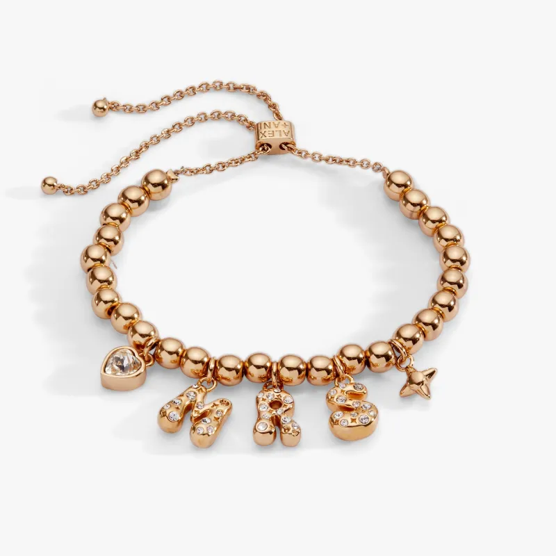 'Mrs" Beaded Bubble Bolo Bracelet made by Alex and Ani