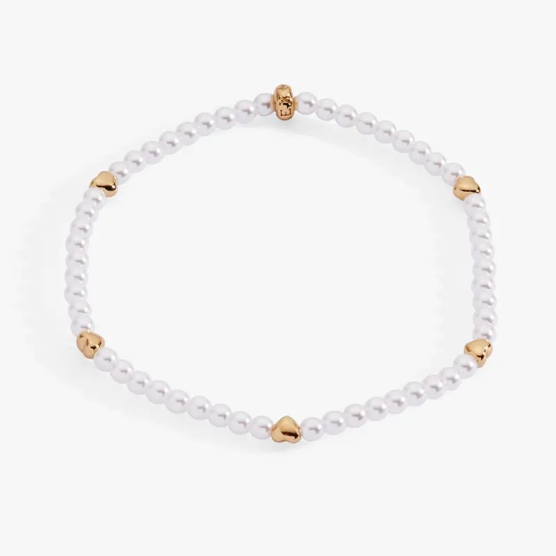 Heart and Pearl Stretch Bracelet sold by Zulily