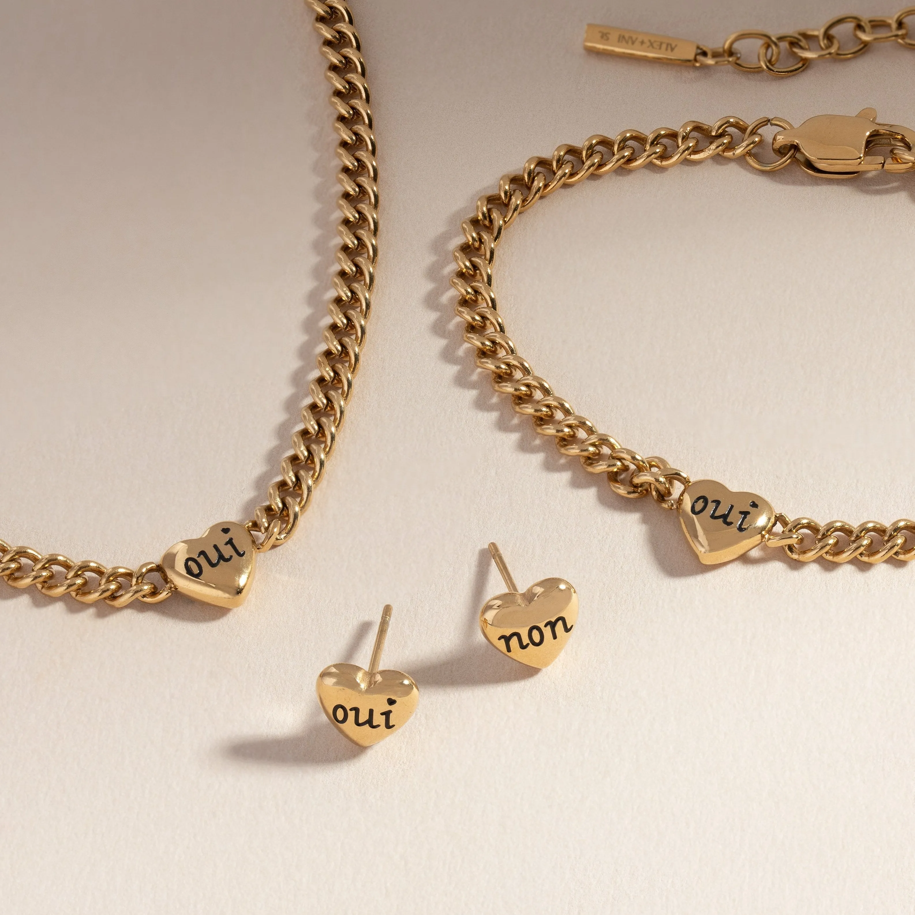 Engraved French 'Oui' & 'Non' Reversible Heart Bracelet sold by Zulily product image thumbnail 5