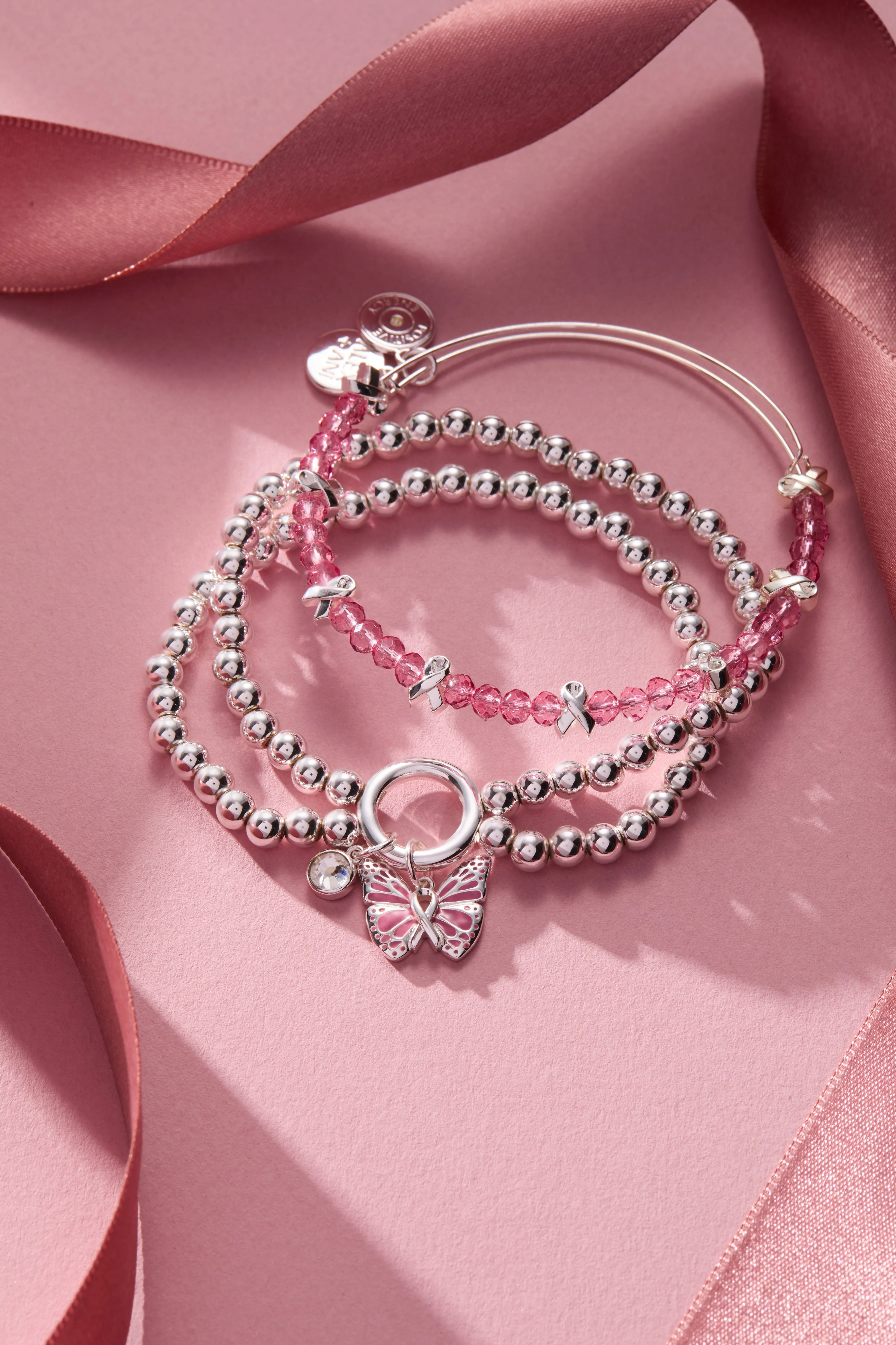 Breast Cancer Awareness Butterfly Stretch Bracelet sold by Zulily product image thumbnail 3