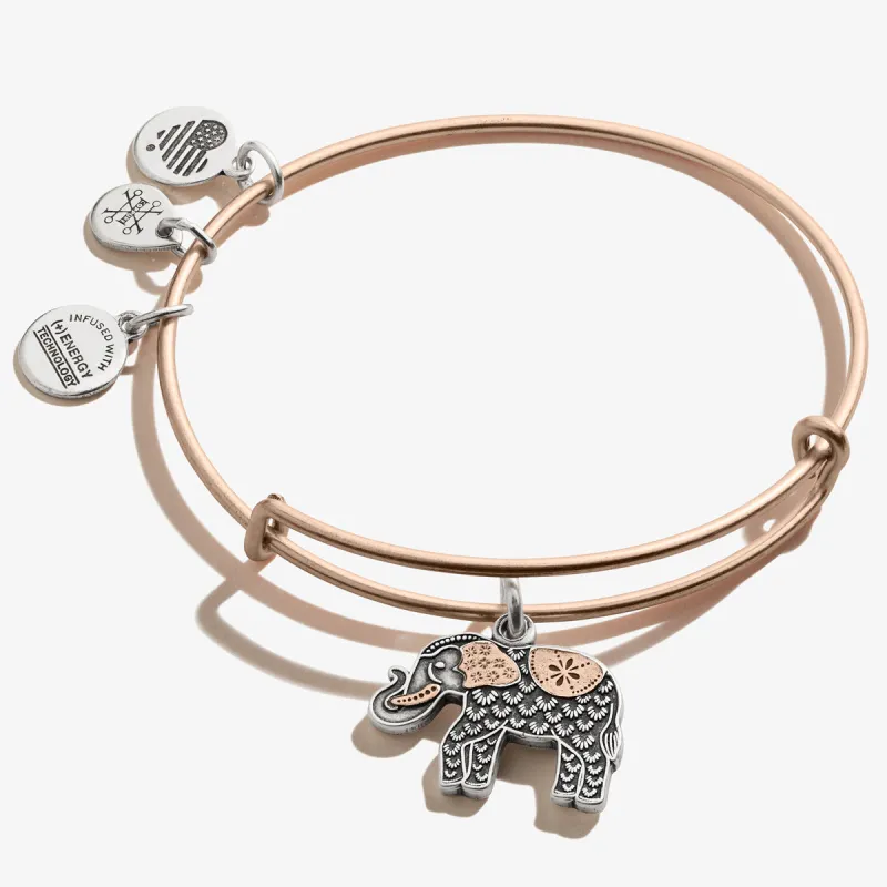 Elephant Charm Bangle, Two-Tone sold by Zulily