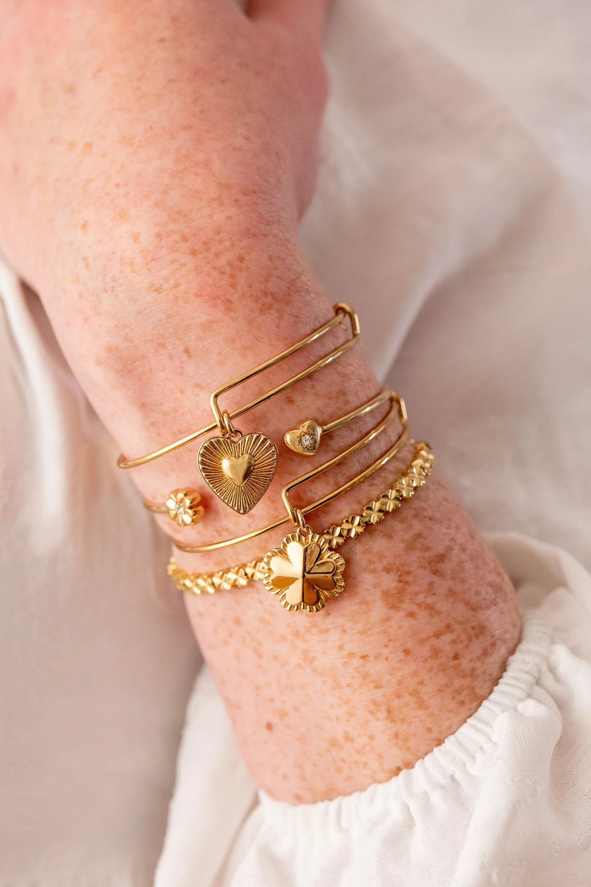 Four-Leaf Clover Charm Bangle sold by Zulily product image thumbnail 3