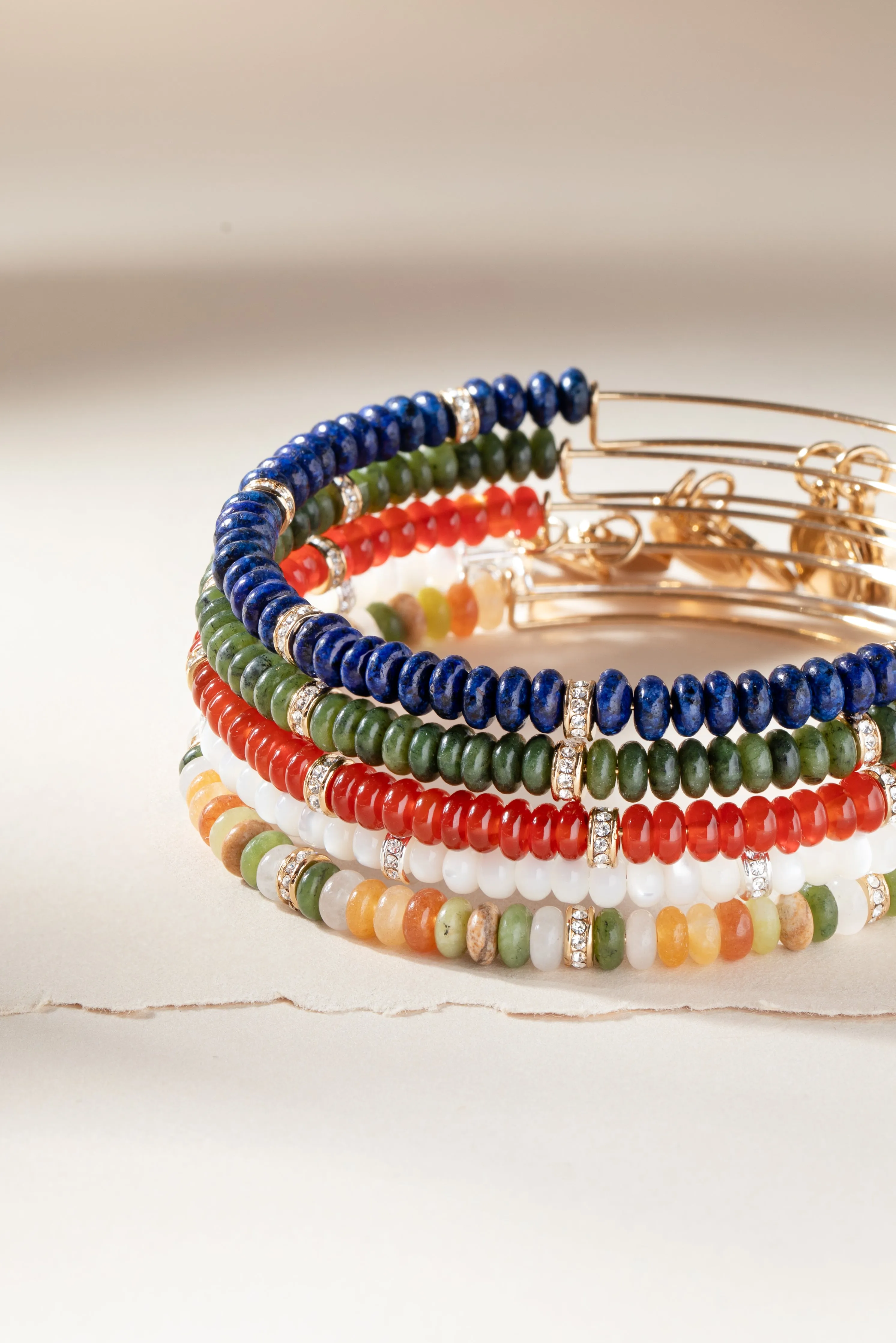 Blue Semi-Precious Rondelle Beaded Bangle sold by Zulily product image thumbnail 3