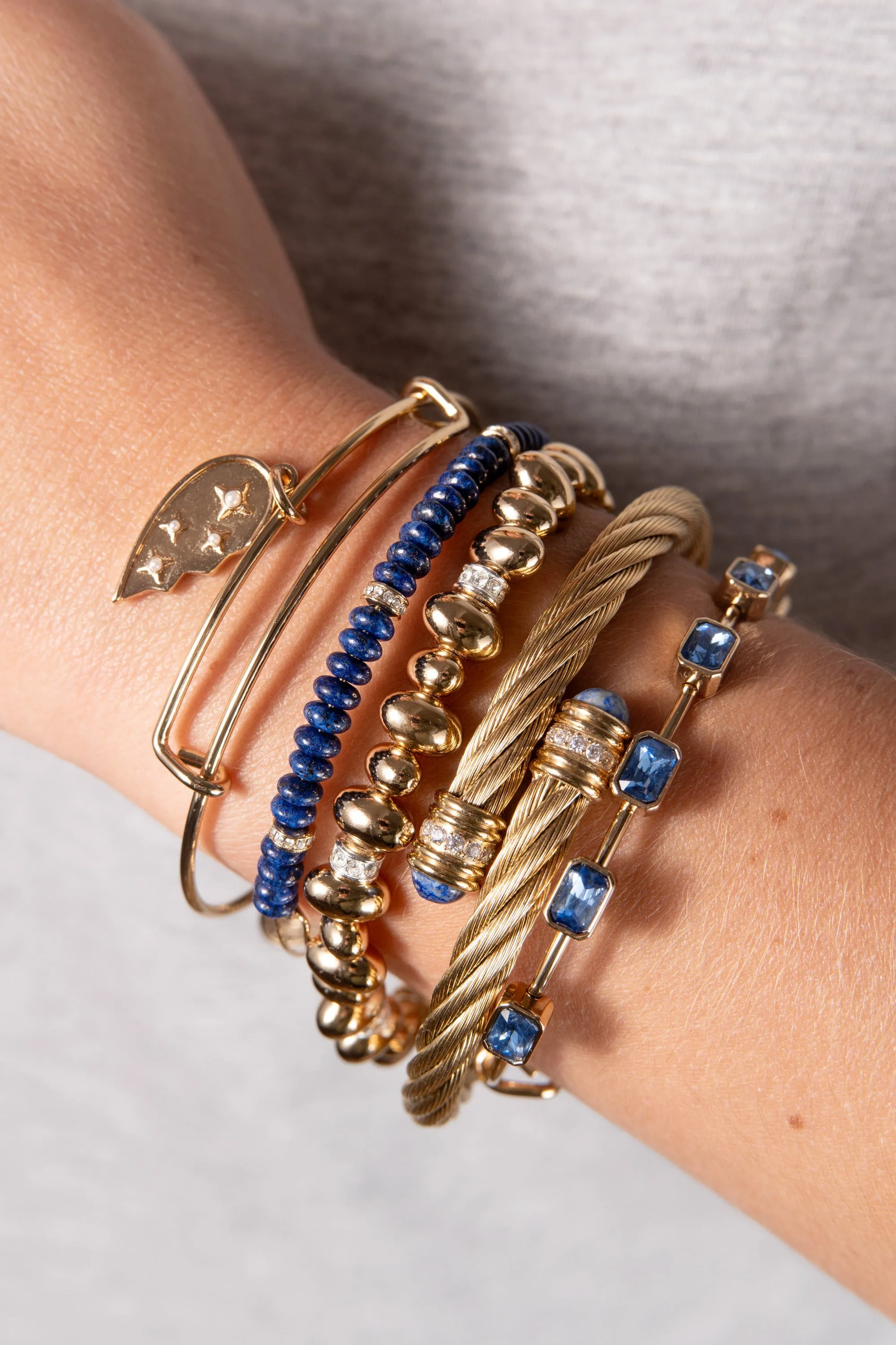 Blue Semi-Precious Rondelle Beaded Bangle sold by Zulily product image thumbnail 4