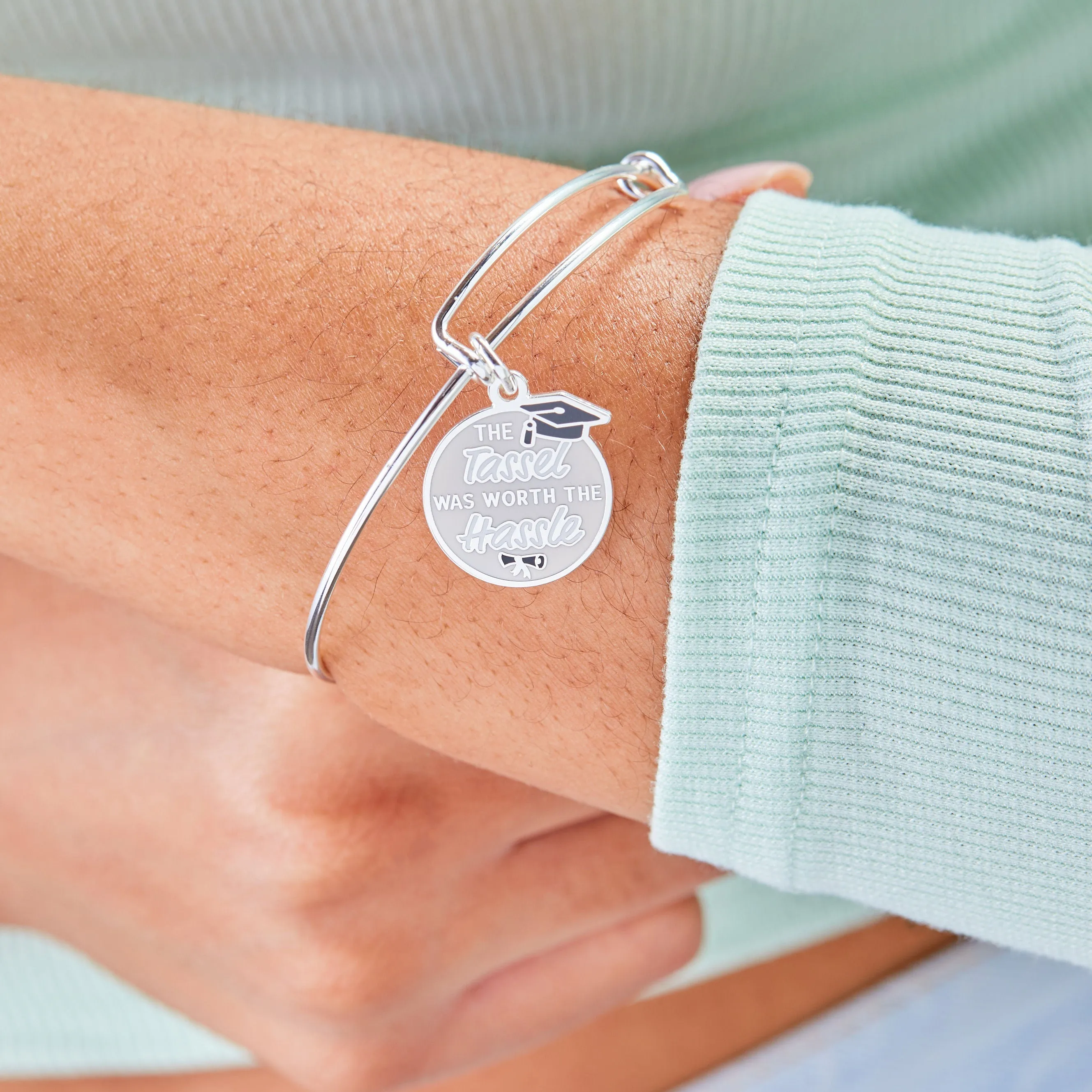 'The Tassel was Worth the Hassle' Graduation Charm Bangle sold by Zulily product image thumbnail 4