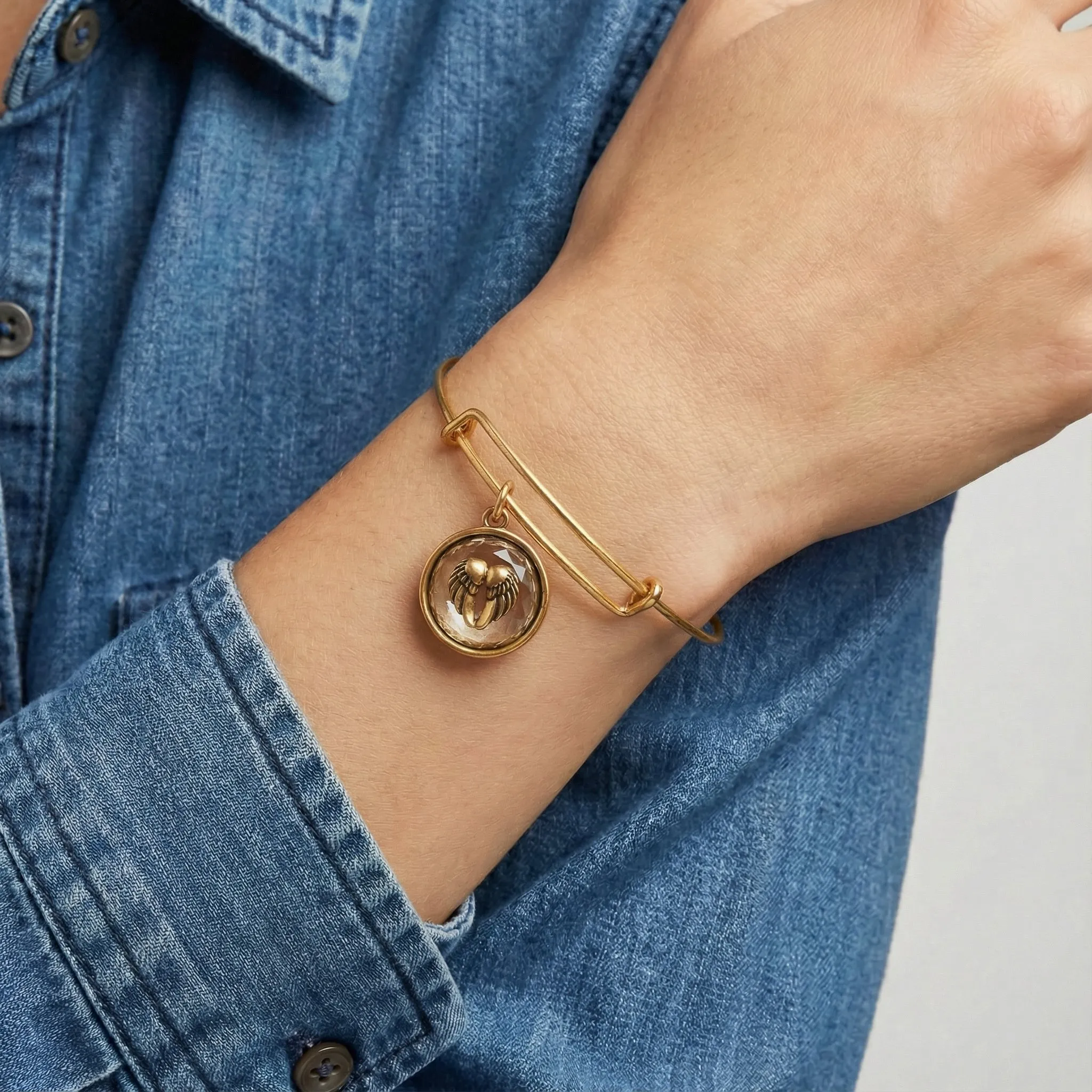 Crystal Angel Wing Charm Bangle sold by Zulily product image thumbnail 2