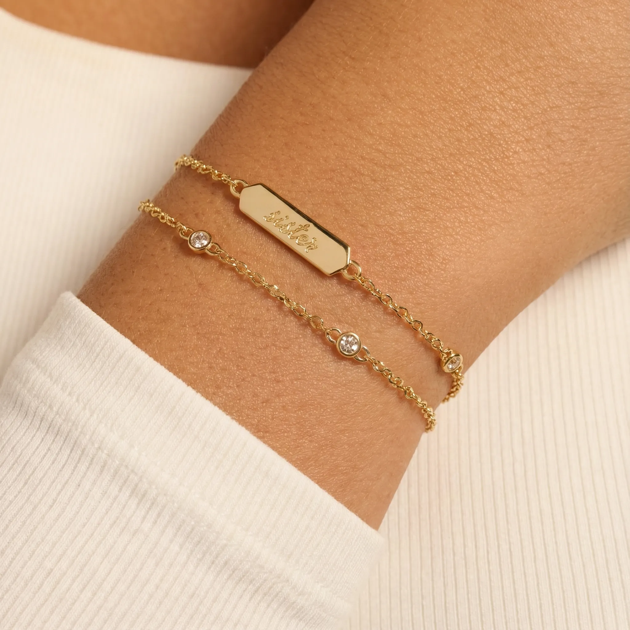 Sister Infinity Chain Double Strand Bracelet sold by Zulily product image thumbnail 4