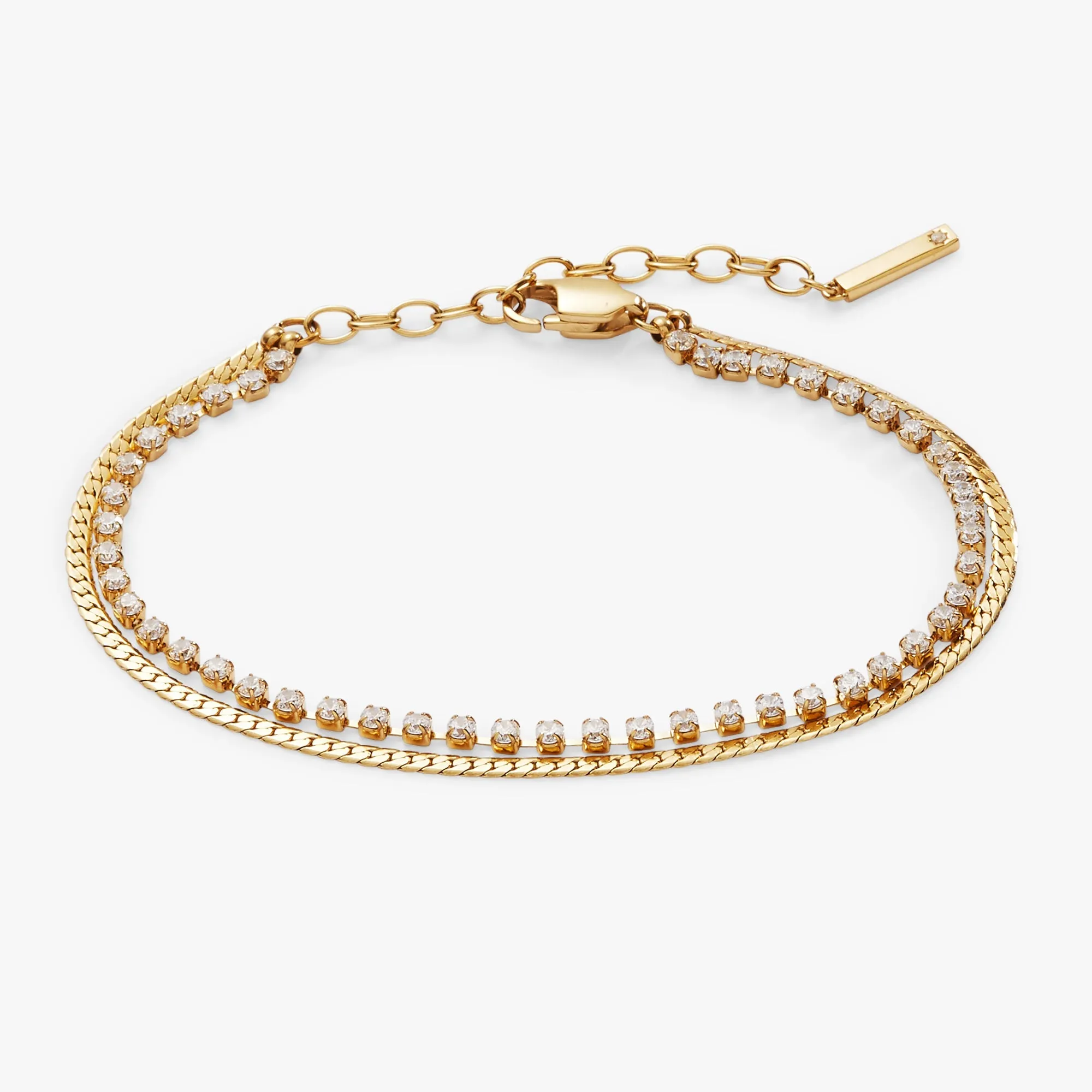 Double Strand Crystal Tennis Chain Bracelet sold by Zulily