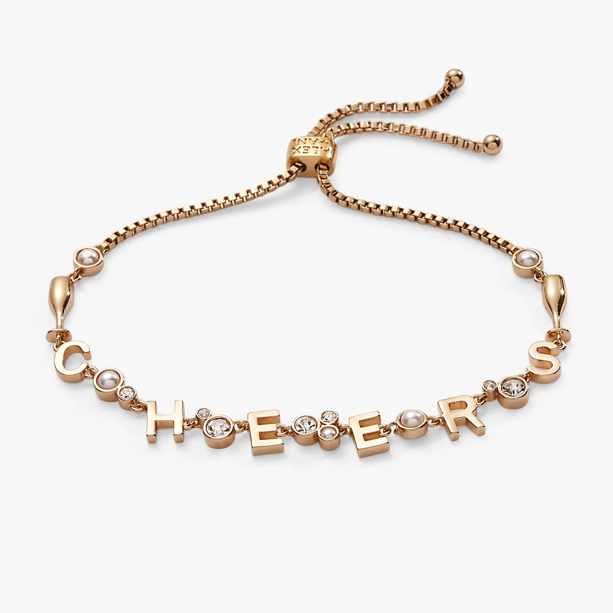 “Cheers” Champagne Inline Bolo Bracelet sold by Zulily