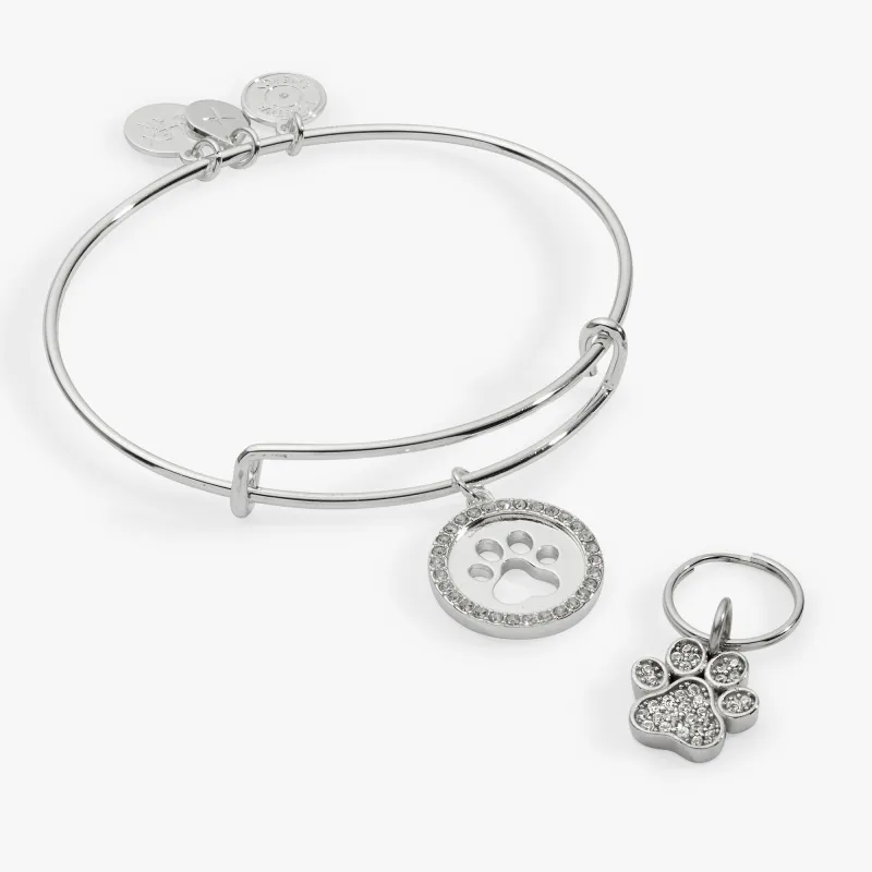 Paw Print Bangle & Pet Collar Charm Set of 2 sold by Zulily