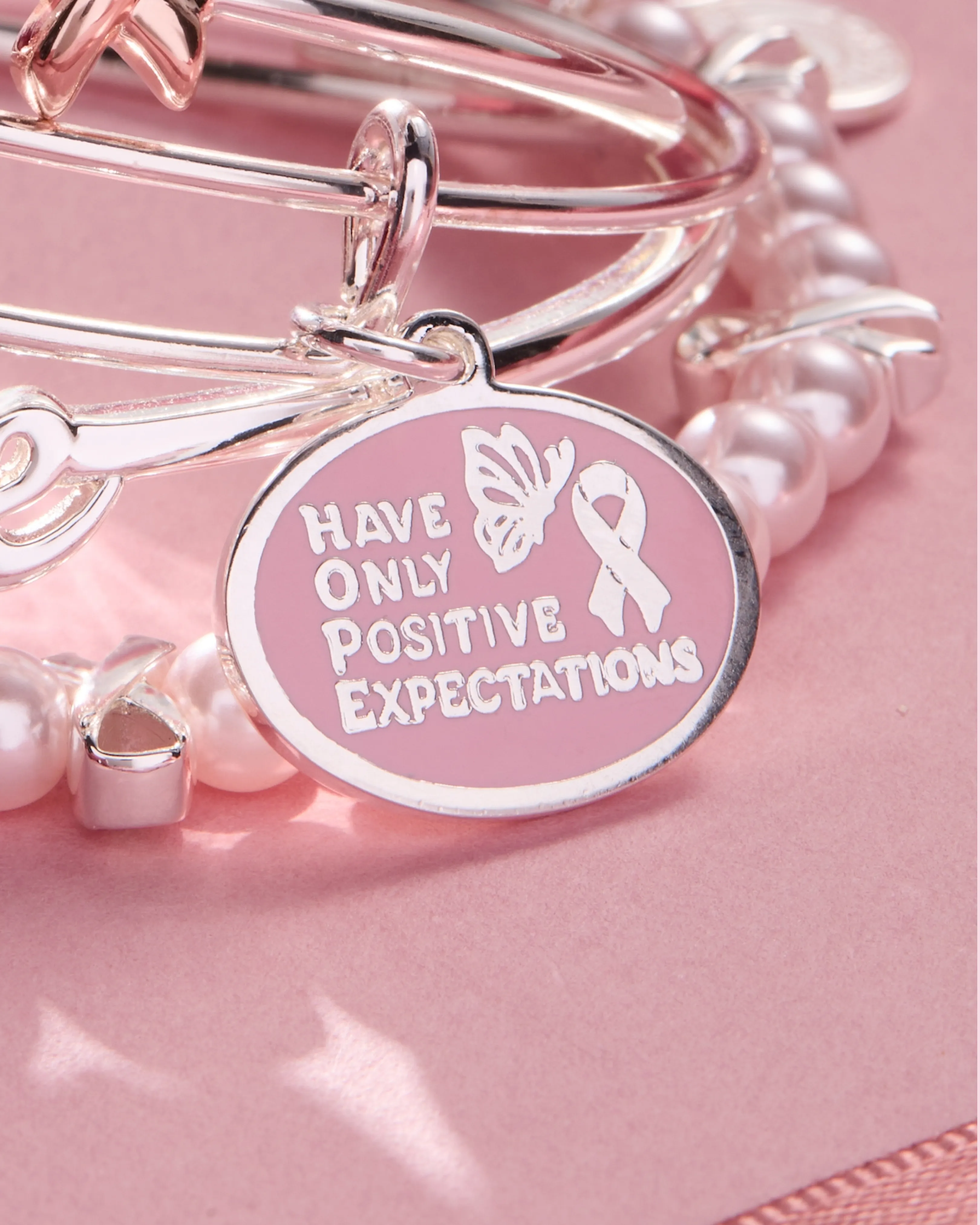 'HOPE' Breast Cancer Awareness Charm Bangle Set of 2 sold by Zulily product image thumbnail 3